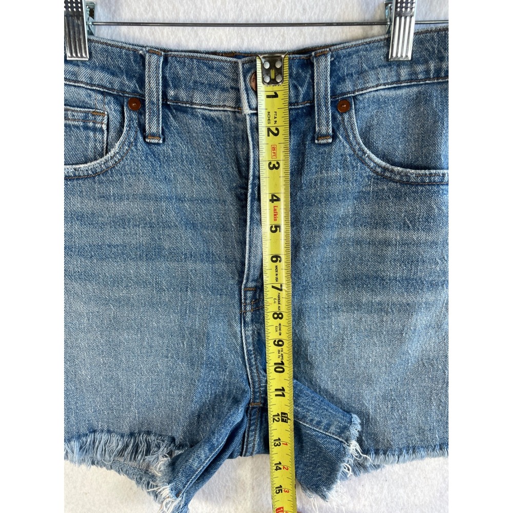 Madewell High-Rise Denim Shorts Medium Wash Blue Raw Hem Cut-Offs Size 29 - Picture 2 of 9